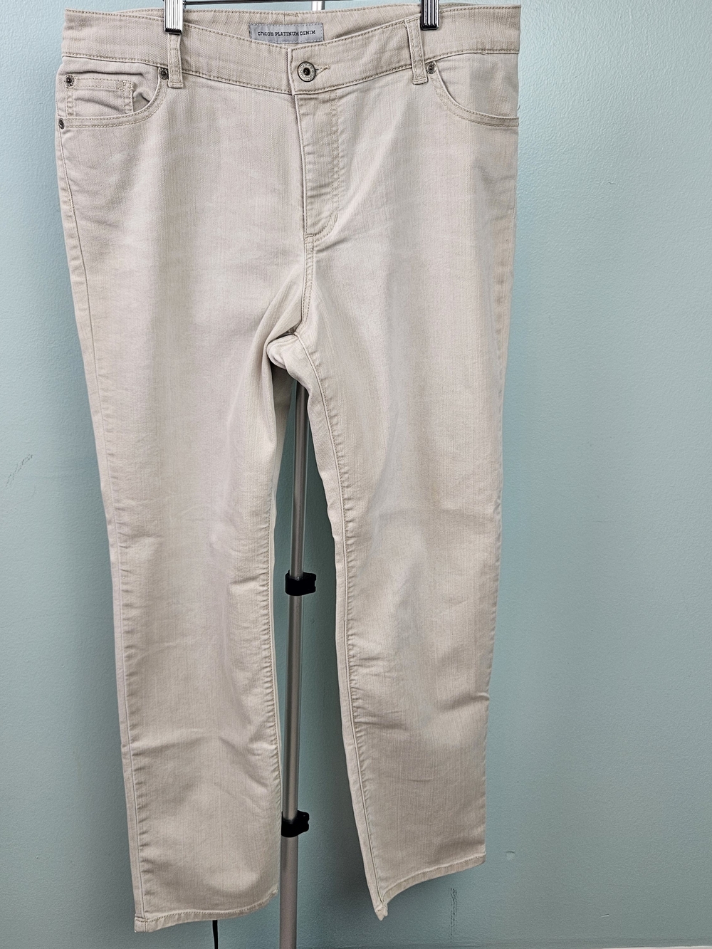 Chico's Light Beige Platinum Straight-Leg Jeans